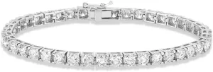 5 Carat - 10 Carat Lab Grown Diamond Tennis Bracelet | 14K White Gold Round-shape Four prong Diamond Tennis Bracelet 6.5" to 8" |E-F Color and VS1 Clarity