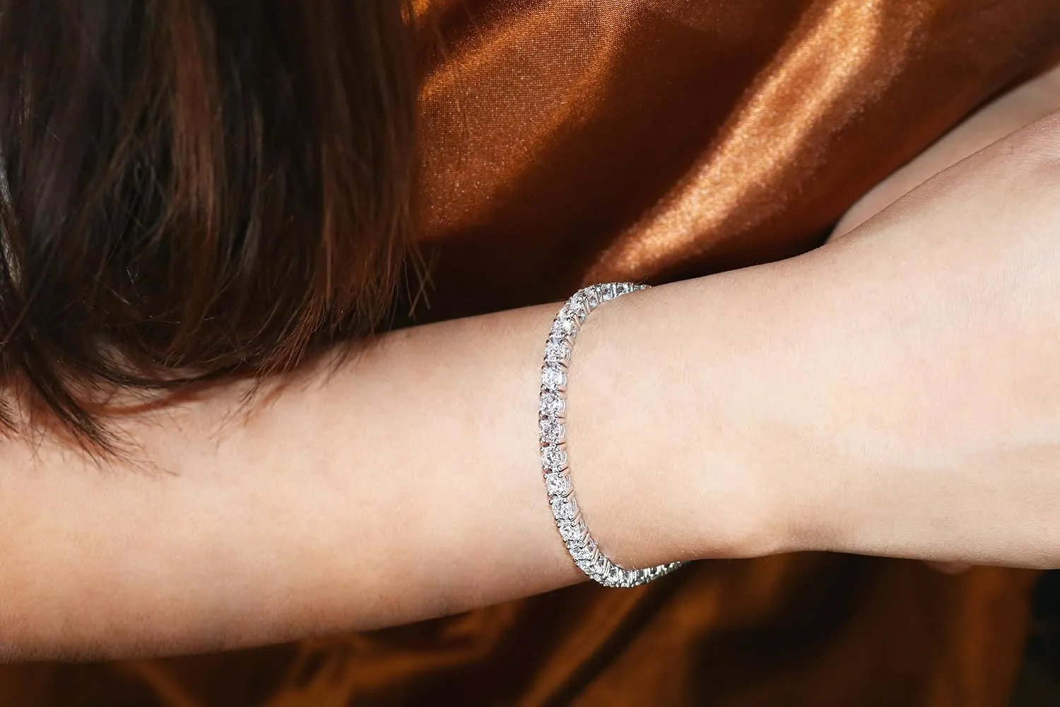 5 Carat - 10 Carat Lab Grown Diamond Tennis Bracelet | 14K White Gold Round-shape Four prong Diamond Tennis Bracelet 6.5" to 8" |E-F Color and VS1 Clarity