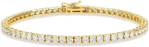 5 Carat - 10 Carat Lab Grown Diamond Tennis Bracelet | 14K Yellow Gold Four prong Link Tennis Bracelet Size 6.5 To 8 inch | D-E color and VS1 clarity