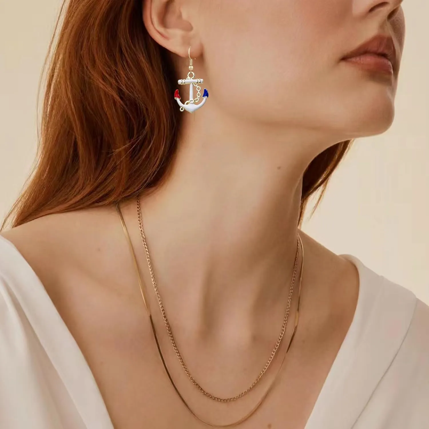 5 Pairs Nautical Themed Jewelry Sailboat Earrings Sailor Earrings Unique navy Nautical Ship Wheel Anchor Statement Drop Stud Earrings for Women Fashion Jewelry