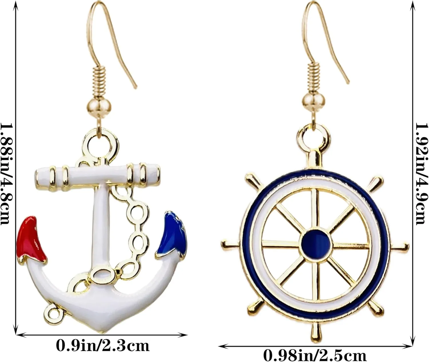 5 Pairs Nautical Themed Jewelry Sailboat Earrings Sailor Earrings Unique navy Nautical Ship Wheel Anchor Statement Drop Stud Earrings for Women Fashion Jewelry