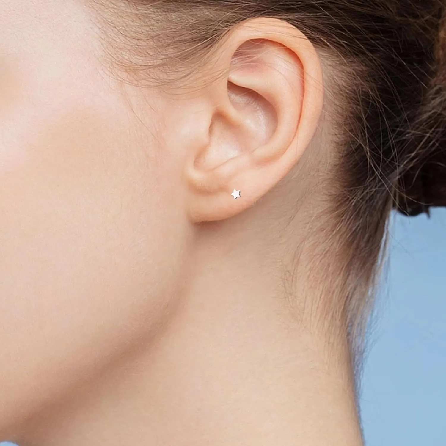 5 pairs of flat back stud earrings G23 titanium hypoallergenic stud earrings-16G/18G/20G
