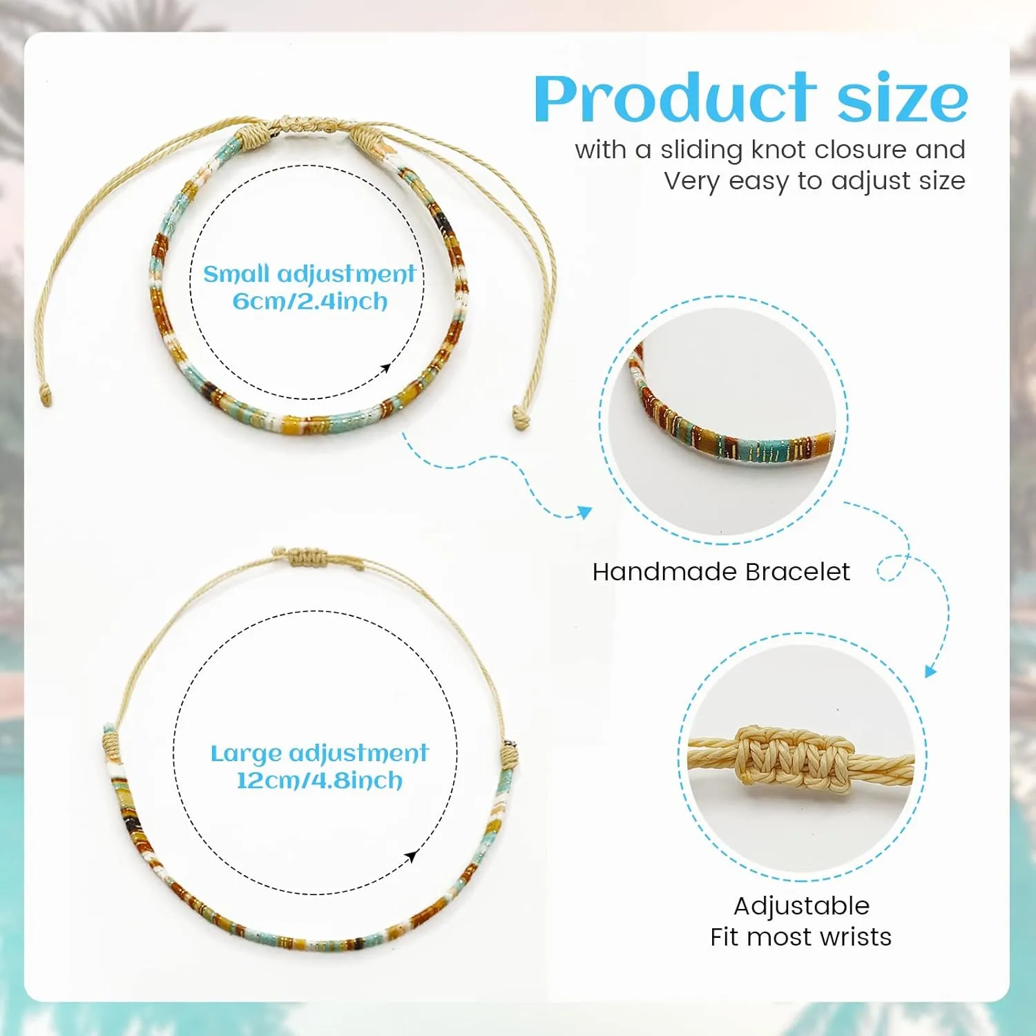 5 Pcs Surfer Beach Bracelet Men Women, Bracelets For Men, Handmade Boho Ankle Bracelet Summer Hippie Jewelry Beachy Braided Bracelets Adjustable, Unisex Rope String Anklet Waterproof for Men Women