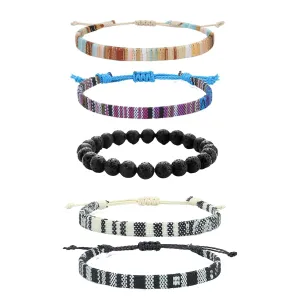 5 Pcs Surfer Beach Bracelet Men Women, Bracelets For Men, Handmade Boho Ankle Bracelet Summer Hippie Jewelry Beachy Braided Bracelets Adjustable, Unisex Rope String Anklet Waterproof for Men Women