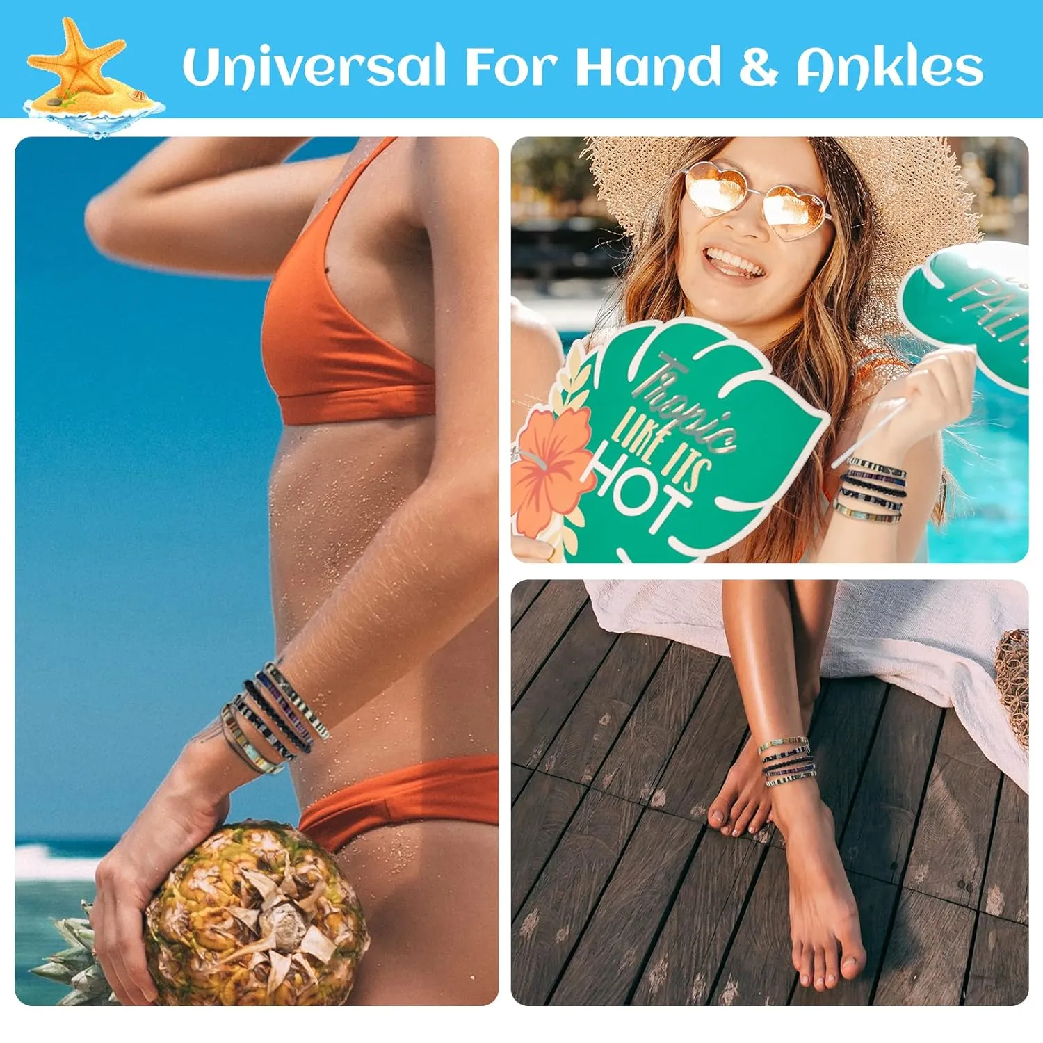 5 Pcs Surfer Beach Bracelet Men Women, Bracelets For Men, Handmade Boho Ankle Bracelet Summer Hippie Jewelry Beachy Braided Bracelets Adjustable, Unisex Rope String Anklet Waterproof for Men Women