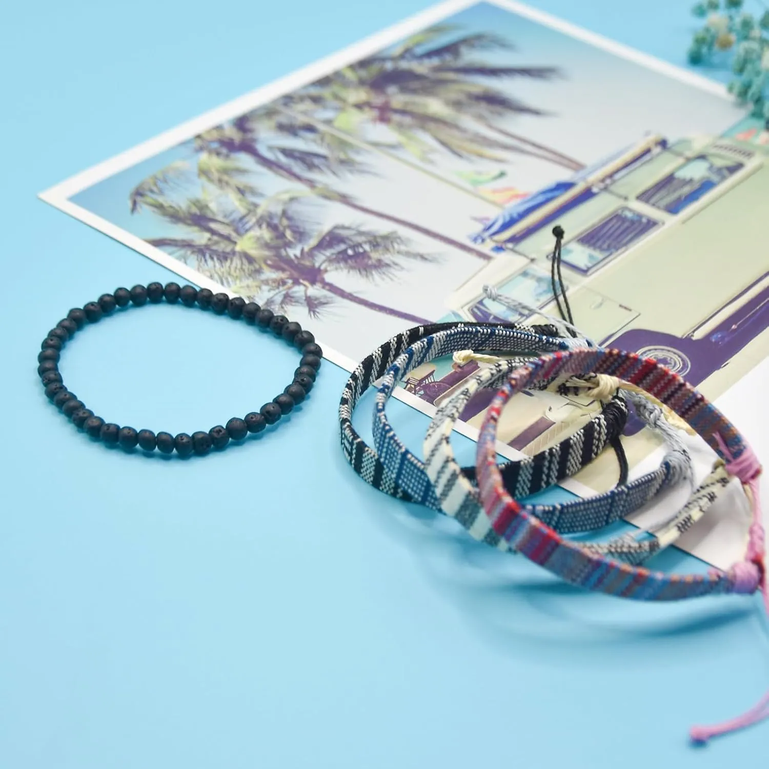 5 Pcs Surfer Beach Bracelet,Bracelets For Men Women,Handmade Braided Boho Bracelets Hippie Beachy Braided Bracelets,Adjustable Anklet Summer String Rope Ankle Bracelets Waterproof Ideal Presents