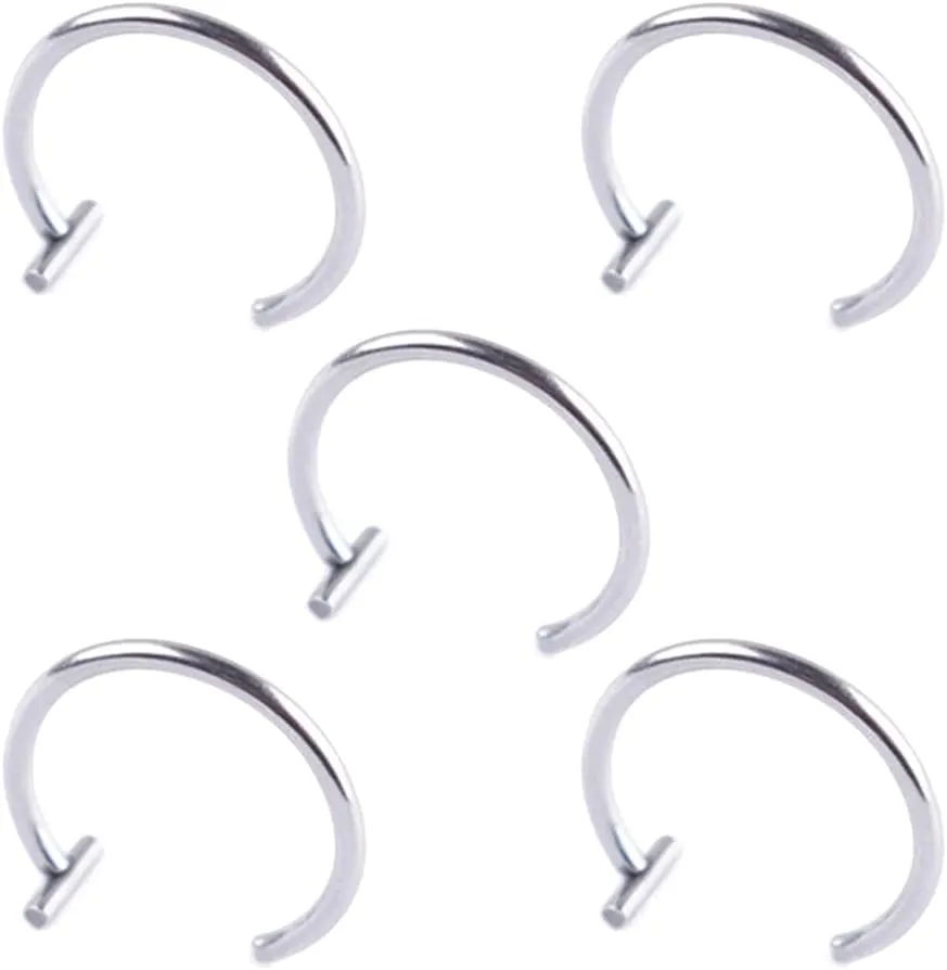 5 Pieces Fake Piercing Stud Set Ear Lip Nose Rings Fake Diaphragm Clip with Perforated Lip Hoop Body Jewelry Gifts