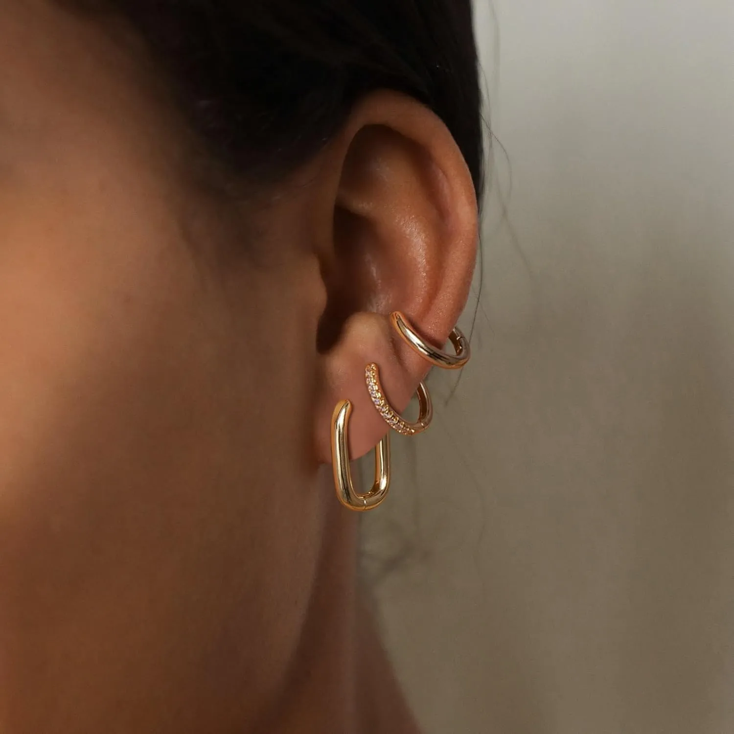 6 Pairs Gold Hoop Earrings for Women, 14K Gold Plated Chunky Earrings Set for Women, Girls Gift Huggie Hoop Earring Lightweight