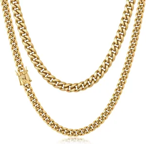 6mm Miami Cuban Link Chain for Men Women 14K Real Gold Plated 316L Stainless Steel Thick Necklace Choker Hypoallergenic Hip Hop Jewelry with Gift Box