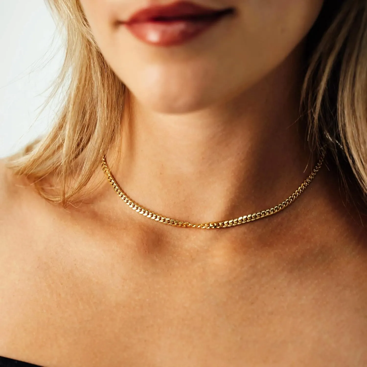6mm Miami Cuban Link Chain for Men Women 14K Real Gold Plated 316L Stainless Steel Thick Necklace Choker Hypoallergenic Hip Hop Jewelry with Gift Box