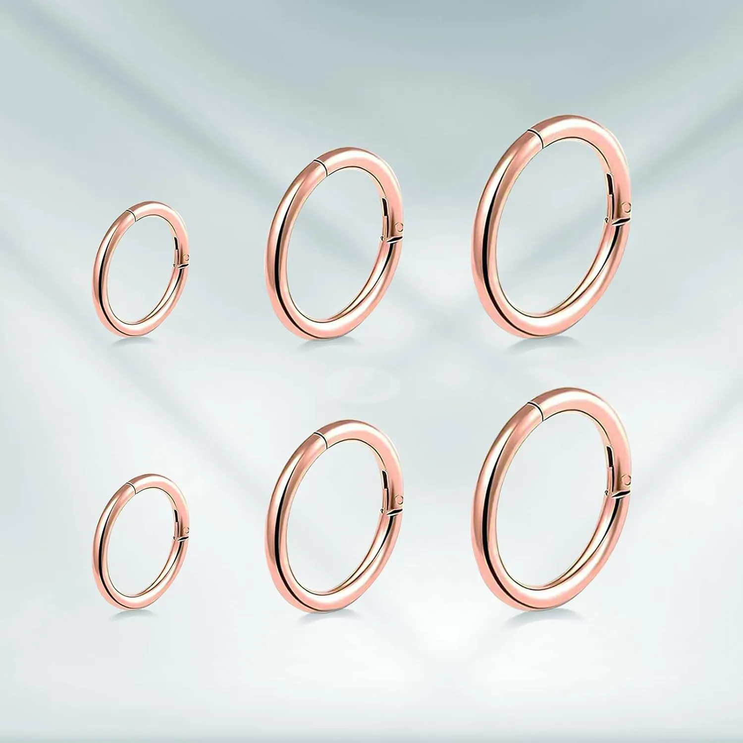 6pcs G23 Titanium Septum Rings 16G Diameter 6mm/8mm/10mm Hinged Nose Ring Hoops for Women Men Girls Cartilage Hoop Earrings Body Piercing Rings Black/Silver/Gold/Rose Gold Lip Rings