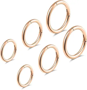 6pcs G23 Titanium Septum Rings 16G Diameter 6mm/8mm/10mm Hinged Nose Ring Hoops for Women Men Girls Cartilage Hoop Earrings Body Piercing Rings Black/Silver/Gold/Rose Gold Lip Rings
