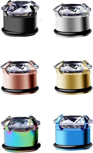 6PCS Piercing Jewelry, Stainless Steel Ear Gauges for Men Ear Gauges Stretching With Cubic Zirconia Ear Expander Unique Gifts for Men