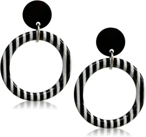 70s 80s Lightweight Vintage Black White Striped dots Grid Star Acrylic Resin Geometry Hollow Circle Dangle Drop Stud Earrings For Women Statement