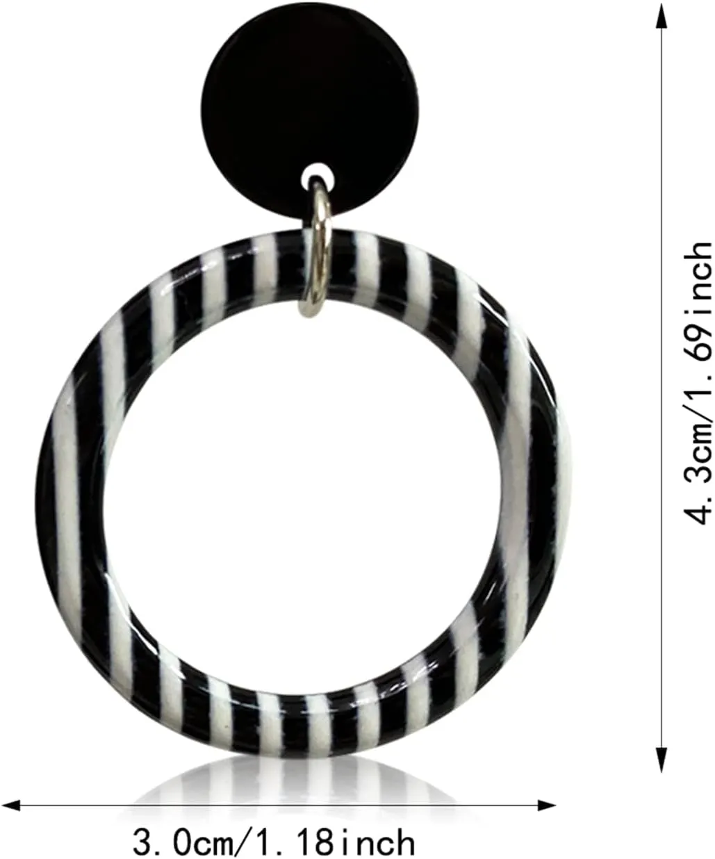 70s 80s Lightweight Vintage Black White Striped dots Grid Star Acrylic Resin Geometry Hollow Circle Dangle Drop Stud Earrings For Women Statement