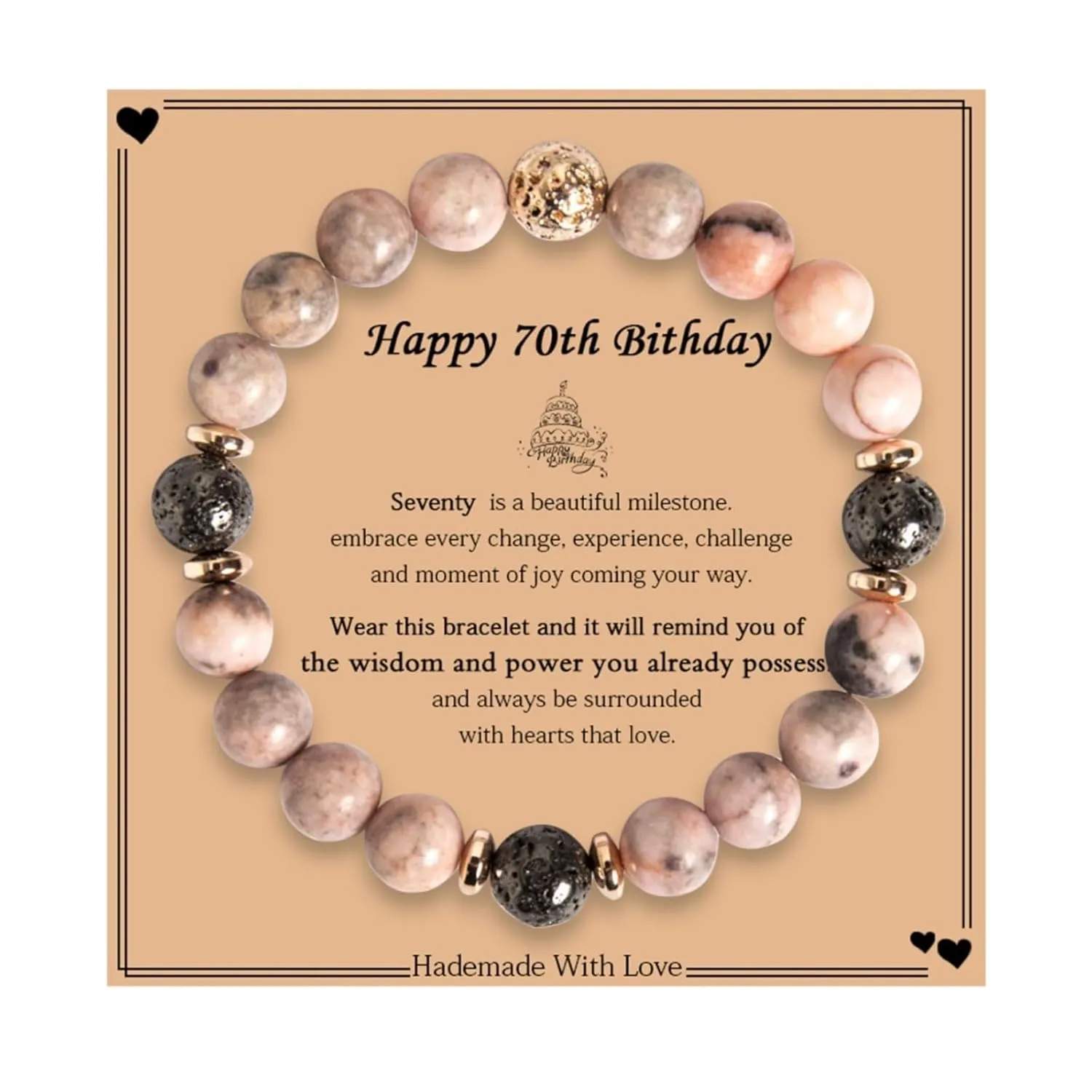 70th Birthday Gifts for Women Girls Natural Stones Bracelets for Wife Grandma Sister Friend(70th Birthday)