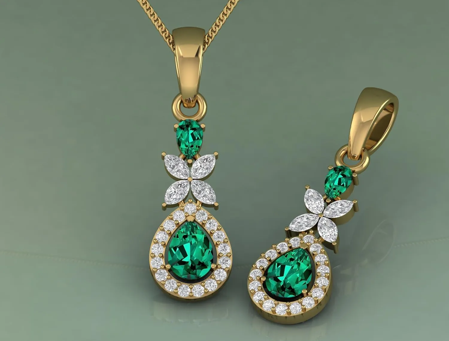 8x6 MM Beautiful Natural Emerald, Ruby, Yellow Sapphire, Blue Sapphire Gemstone Teardrop Pendant Necklace for Women Gold Plated Birthstone Jewelry
