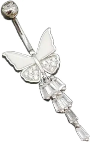 925 Silver Butterfly CZ Crystal Belly Button Navel Ring Piercing A4435-10mm