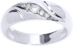 .925 Sterling Silver 1/7 Cttw Diamond Graduated 5-Stone Swirl Set Wedding Band (J-K Color, I1-I2 Clarity) - Size 7-3/4