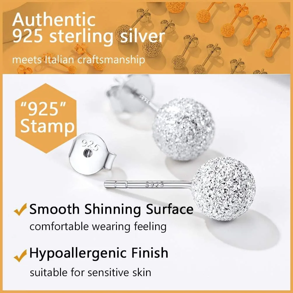925 Sterling Silver Ball Stud Earrings Hypoallergenic for Sensitive Ears, 3mm/4mm/5mm/7mm, Post Earrings, Second Hole Earrings, Cartilage Earrings, Come with Box