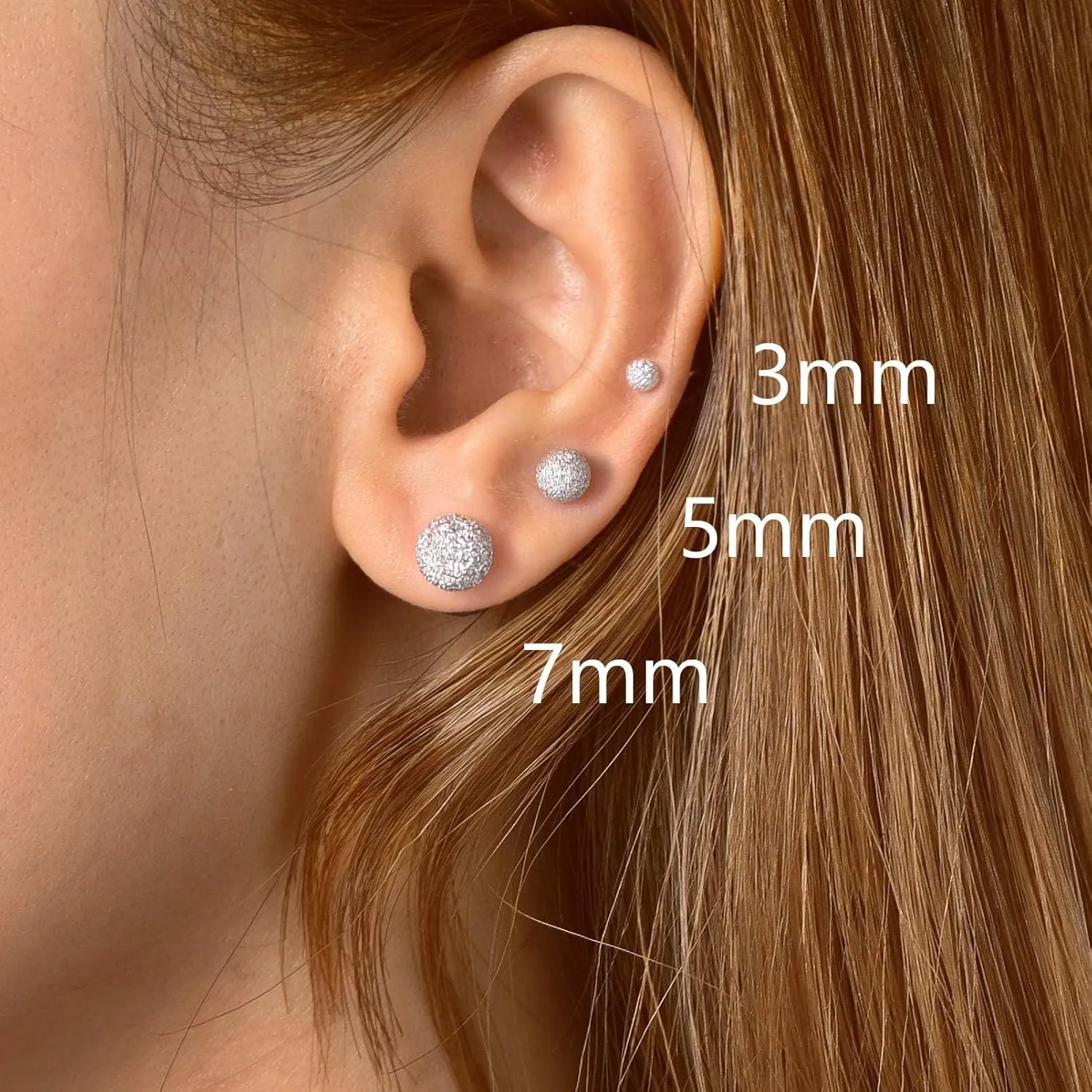 925 Sterling Silver Ball Stud Earrings Hypoallergenic for Sensitive Ears, 3mm/4mm/5mm/7mm, Post Earrings, Second Hole Earrings, Cartilage Earrings, Come with Box