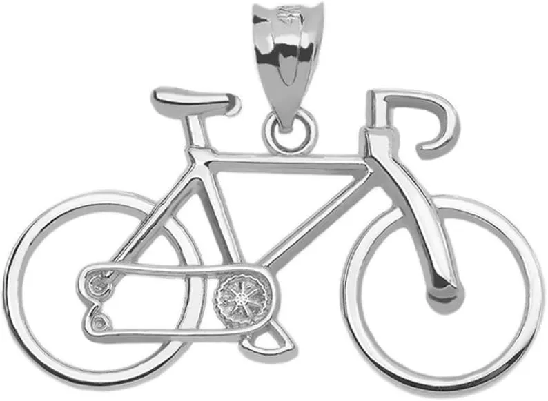 925 Sterling Silver Bicycle Sports Charm Bike Pendant Necklace with Rolo Chain and Pendant only