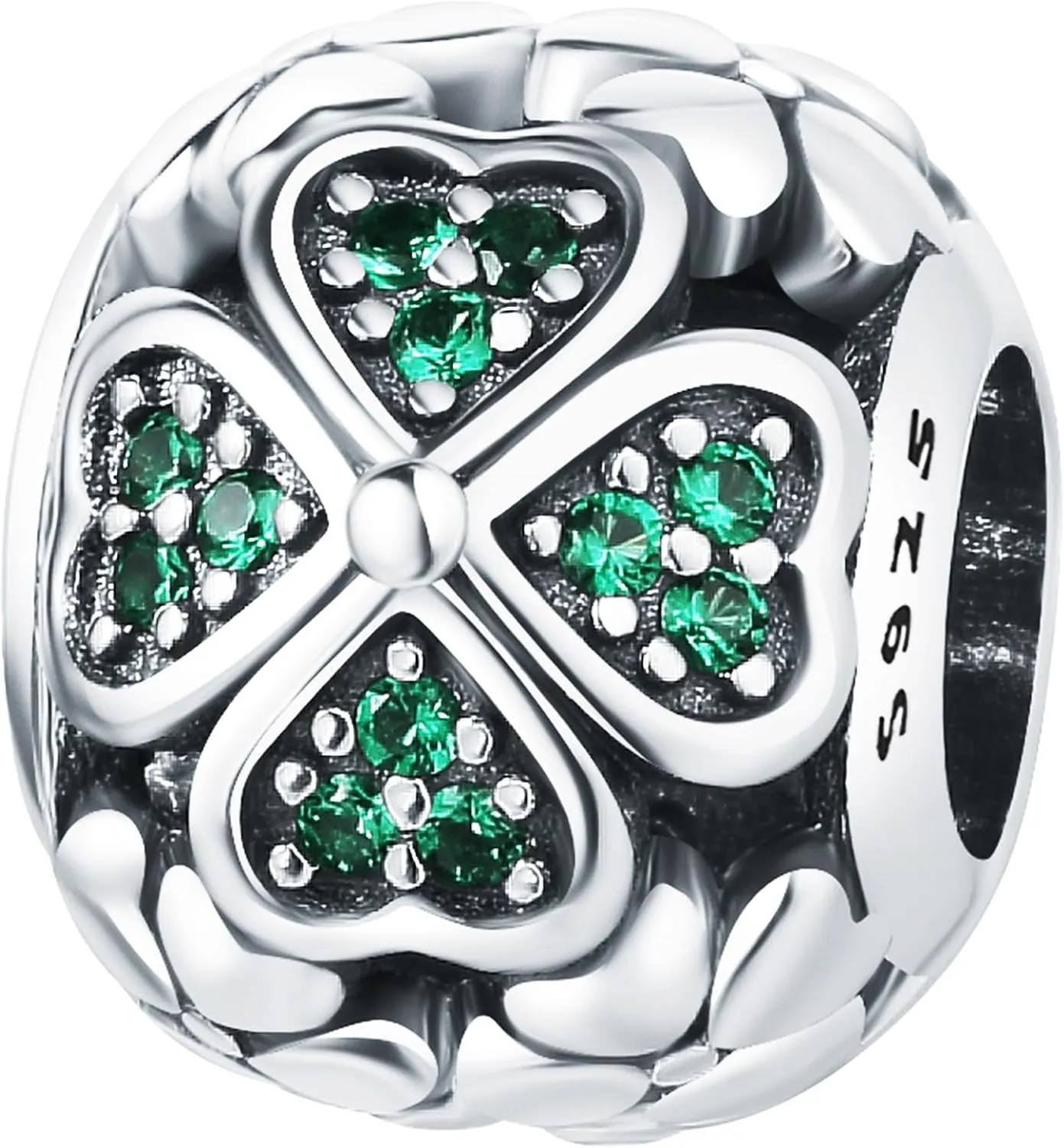 925 Sterling Silver Charms Beads for Bracelets Necklaces, 4 Four Clover Leaf Sunflower Ladybird Honeycomb Infinite Heart Pendant, Green Flower Lucky Jewelry Birthday Gifts for Women Men