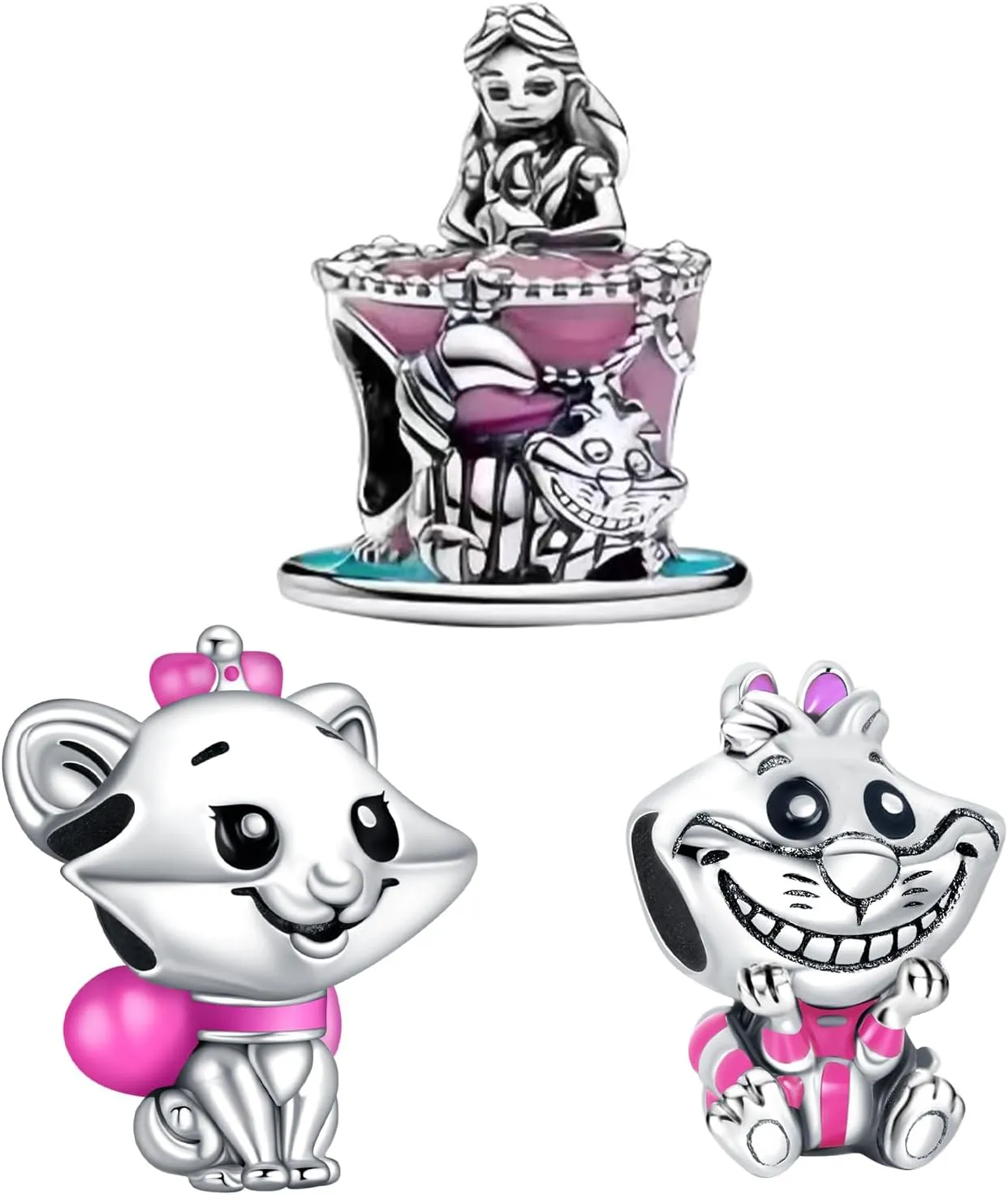 925 Sterling Silver Charms Iron Cool Man Golden Bear Cute Mouse Beads For Women Bracelets Necklace Gifts for Family and Friends 3 Piece/Package