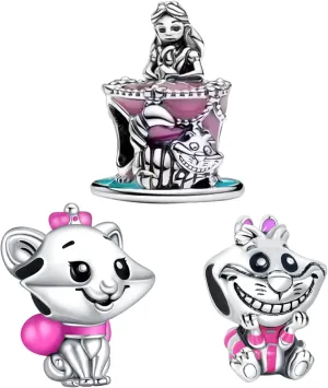 925 Sterling Silver Charms Iron Cool Man Golden Bear Cute Mouse Beads For Women Bracelets Necklace Gifts for Family and Friends 3 Piece/Package