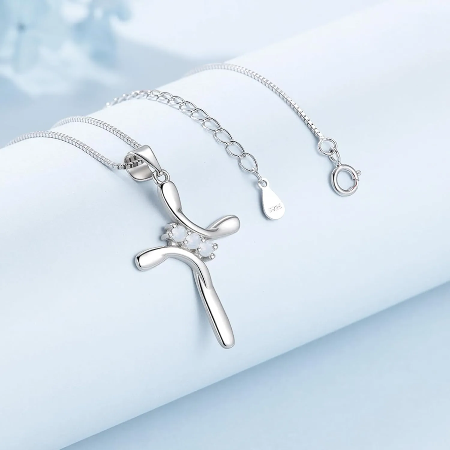 925 Sterling Silver Cross Necklace for Women 12 Color Birthstone Necklace with Cubic Zirconia Cross Pendant Jewelry Ideal Gift