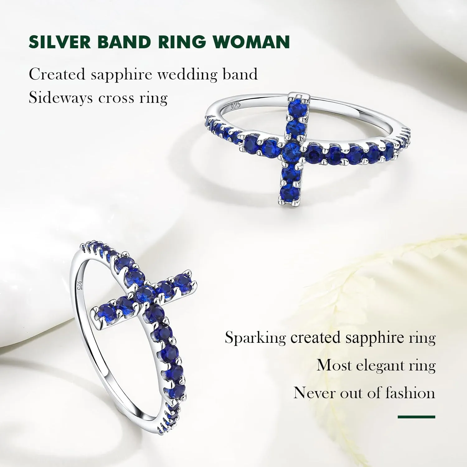 925 Sterling Silver Cross Ring Cubic Zirconia Eternity Promise Rings for Her | Wedding Band Ring Religious Christian Jewelry Size 6-10 (with Gift Box)