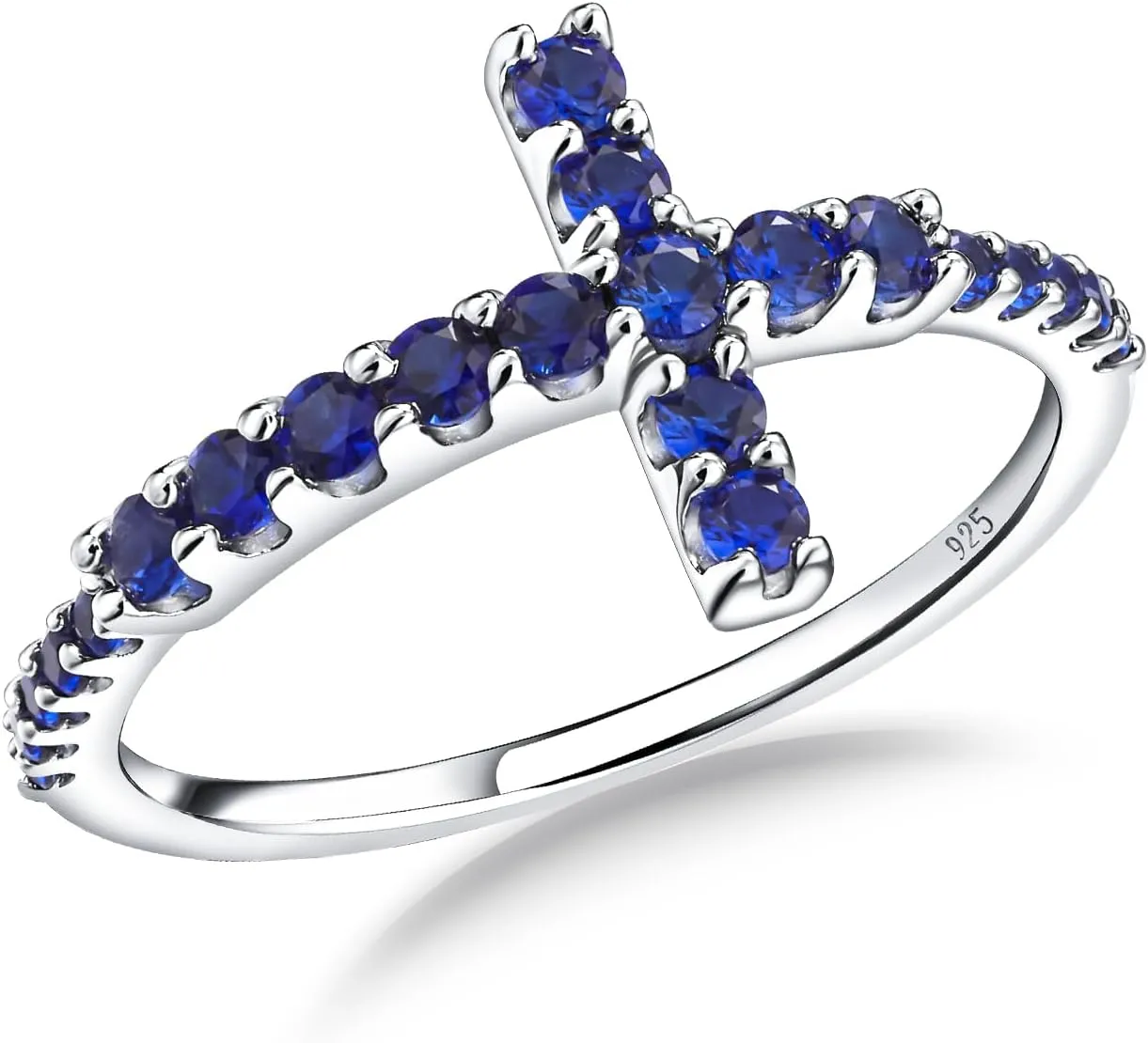 925 Sterling Silver Cross Ring Cubic Zirconia Eternity Promise Rings for Her | Wedding Band Ring Religious Christian Jewelry Size 6-10 (with Gift Box)