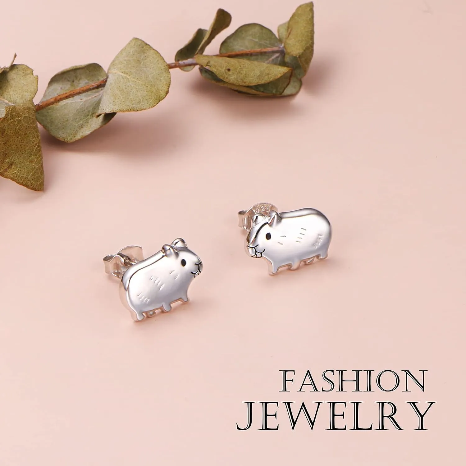 925 Sterling Silver Cute Animal Guinea Pig Pet Hamster in Heart Pendant Necklace for Women Teen Birthday Gift,18 inch