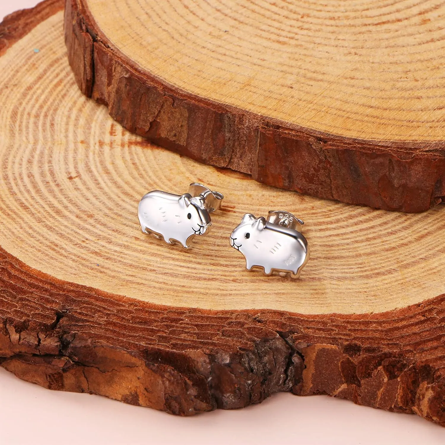 925 Sterling Silver Cute Animal Guinea Pig Pet Hamster in Heart Pendant Necklace for Women Teen Birthday Gift,18 inch