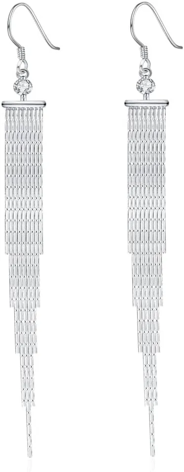 925 Sterling Silver Dangle Earrings with Charms Heart, Water drop, Moon, Star Long Drop Earring for Women Jewelry Gifts Hypoallergenic