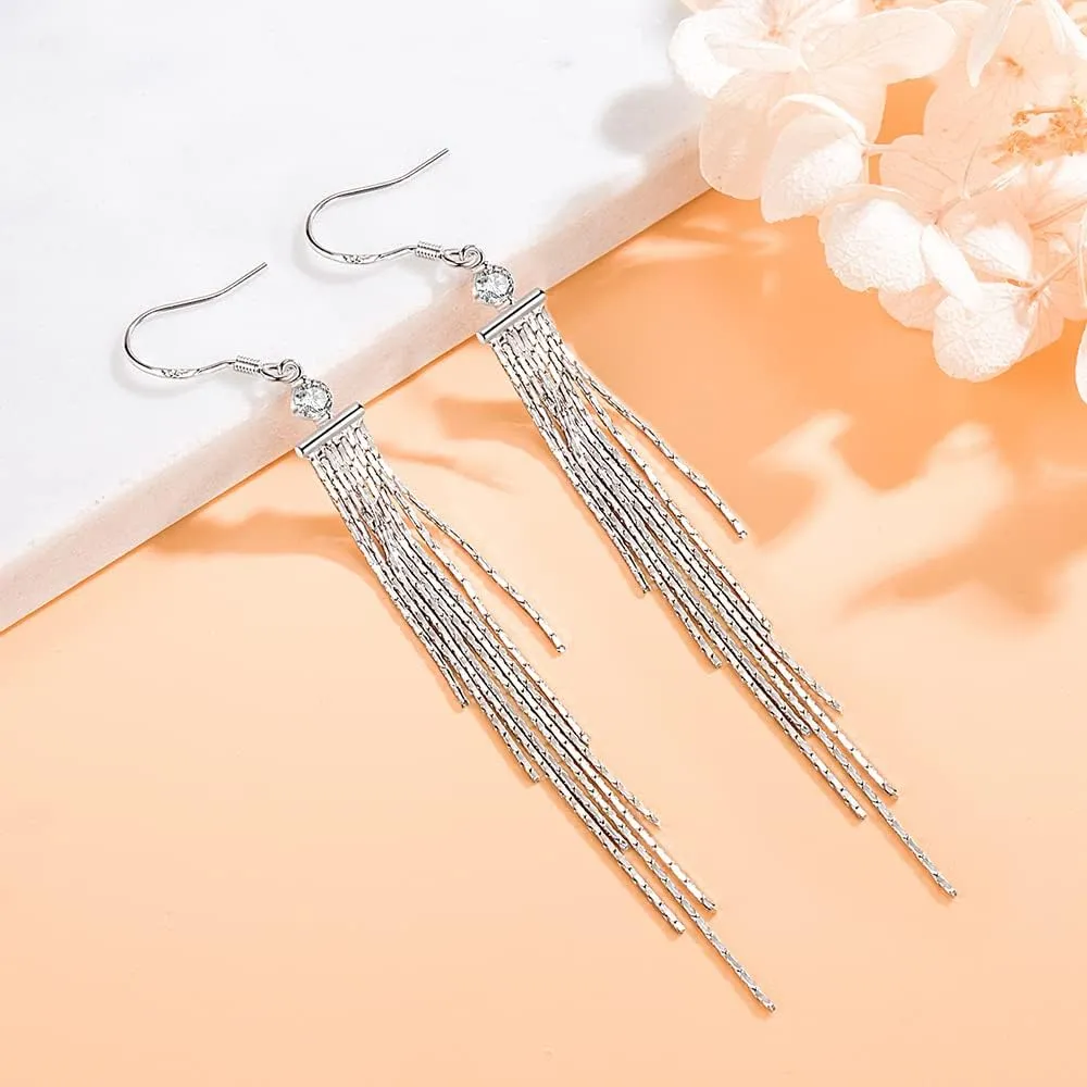 925 Sterling Silver Dangle Earrings with Charms Heart, Water drop, Moon, Star Long Drop Earring for Women Jewelry Gifts Hypoallergenic