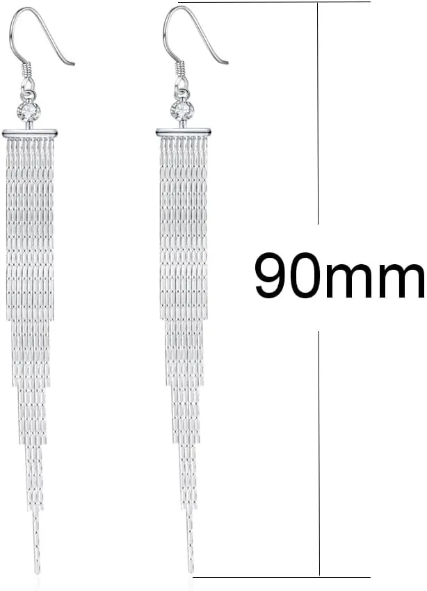 925 Sterling Silver Dangle Earrings with Charms Heart, Water drop, Moon, Star Long Drop Earring for Women Jewelry Gifts Hypoallergenic