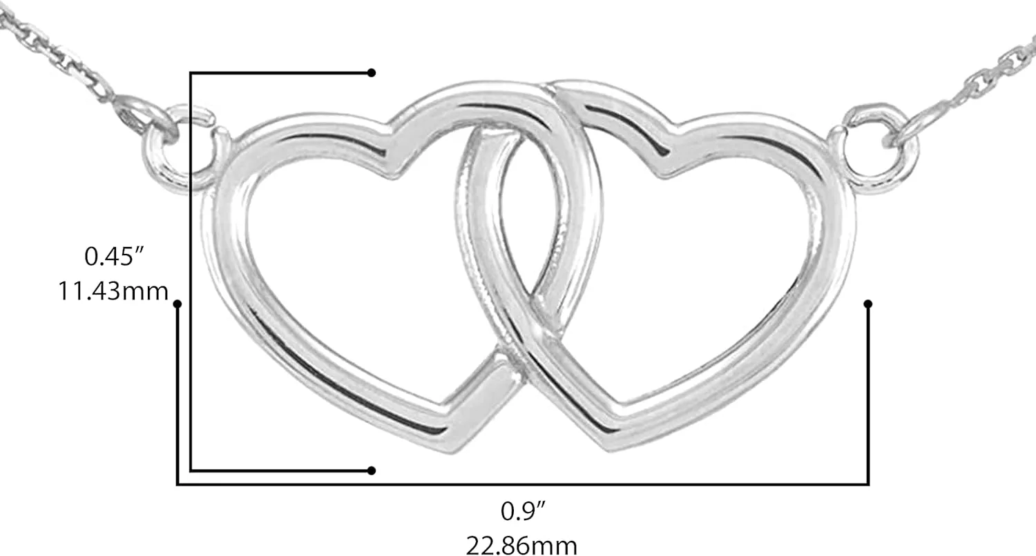 925 Sterling Silver Double Open Heart Necklace