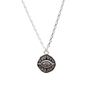 925 Sterling Silver Evil Eye Pendant Necklace For Women Lightweight Protection Necklace Oxidized Handmade Jewelry 18 inch Adjustable Chain Gift for Her