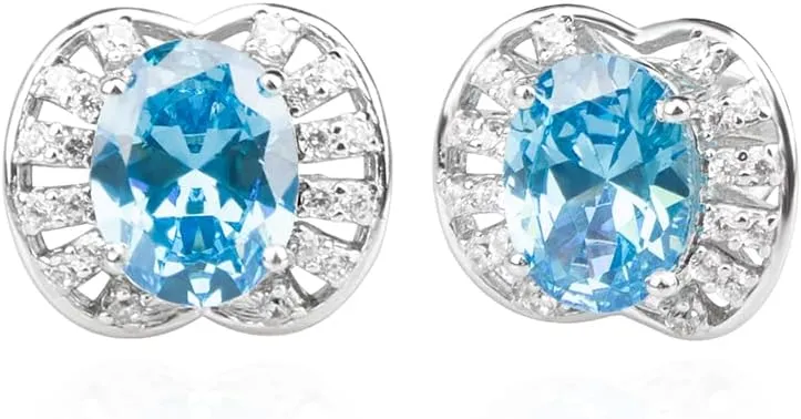 925 Sterling Silver Flower Stud Earrings for Women Trendy Shiny Cubic Zirconia Earrings Studs Gift