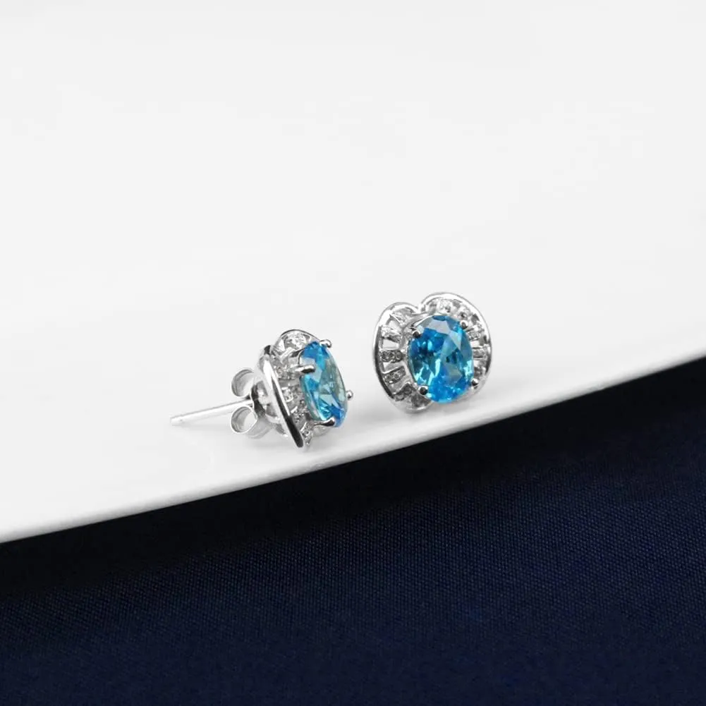 925 Sterling Silver Flower Stud Earrings for Women Trendy Shiny Cubic Zirconia Earrings Studs Gift