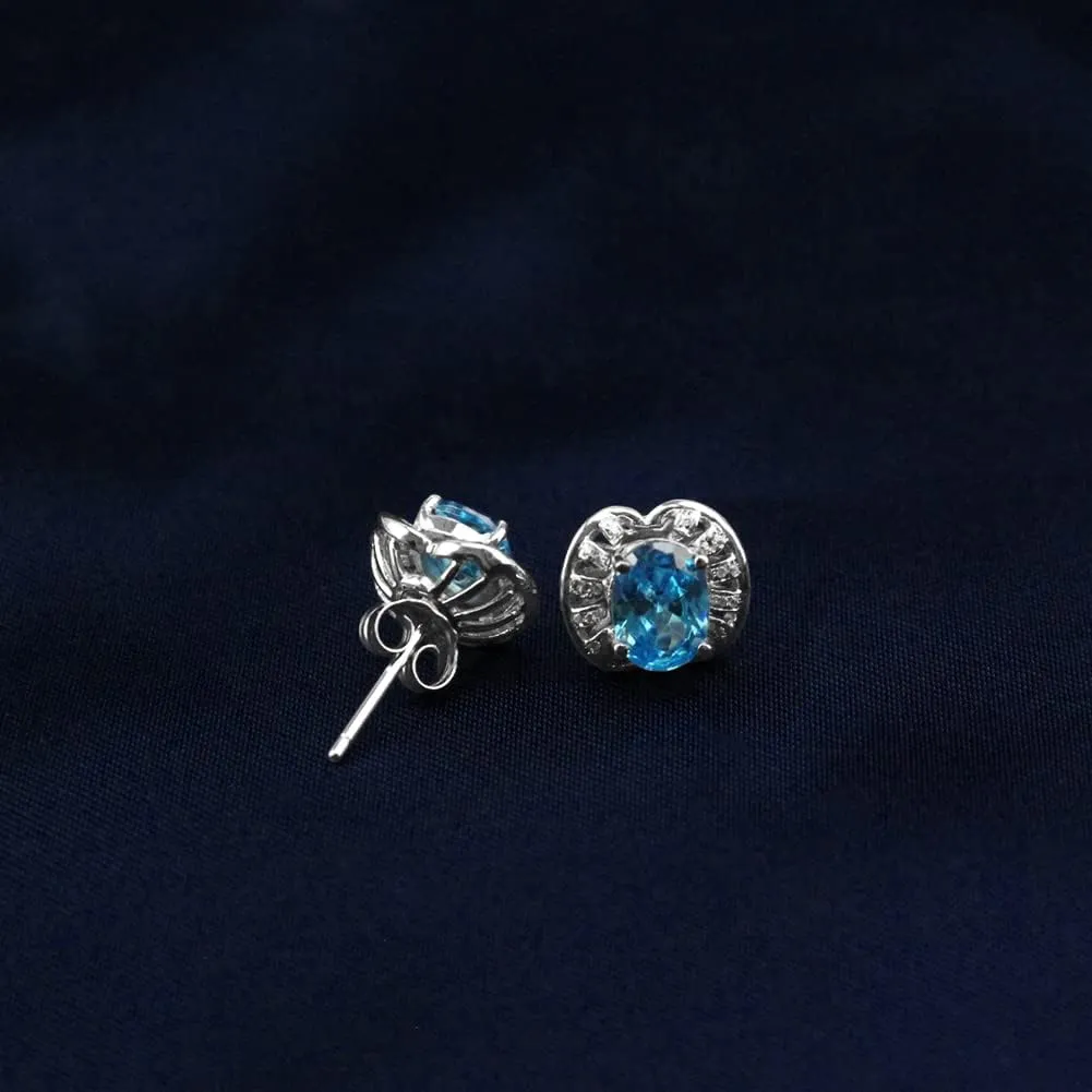 925 Sterling Silver Flower Stud Earrings for Women Trendy Shiny Cubic Zirconia Earrings Studs Gift
