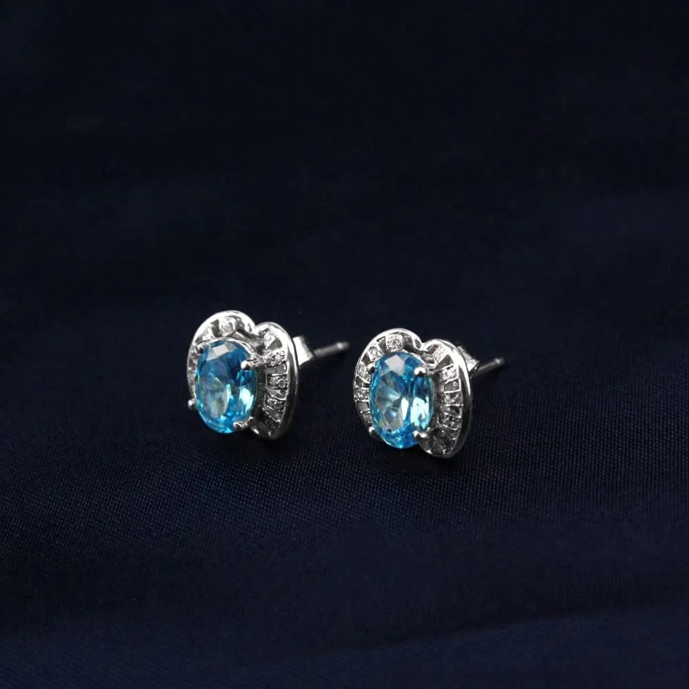 925 Sterling Silver Flower Stud Earrings for Women Trendy Shiny Cubic Zirconia Earrings Studs Gift