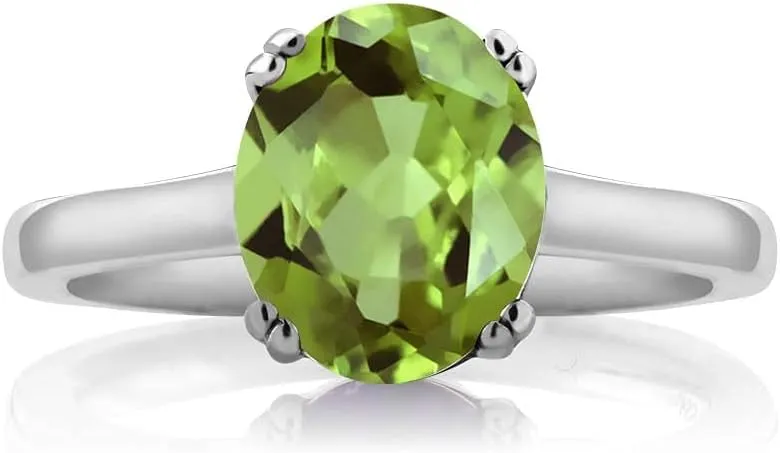 925 Sterling Silver Gemstone Birthstone and Black Diamond Solitaire Ring for Women | Oval 11X9MM with 1.5MM Accent Stone | Fine Jewelry for Engagement Wedding Anniversary Promise | Sizes 5-9