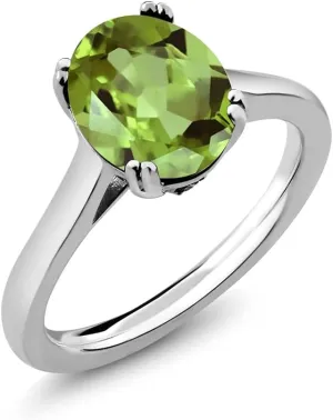 925 Sterling Silver Gemstone Birthstone and Black Diamond Solitaire Ring for Women | Oval 11X9MM with 1.5MM Accent Stone | Fine Jewelry for Engagement Wedding Anniversary Promise | Sizes 5-9