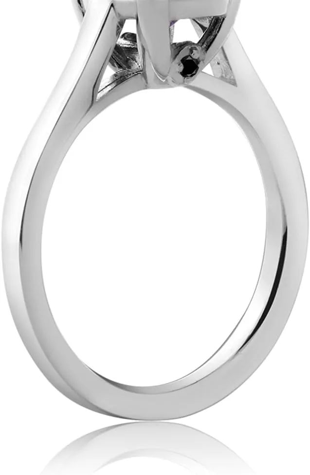925 Sterling Silver Gemstone Birthstone and Black Diamond Solitaire Ring for Women | Oval 11X9MM with 1.5MM Accent Stone | Fine Jewelry for Engagement Wedding Anniversary Promise | Sizes 5-9