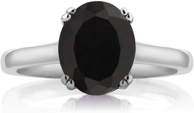 925 Sterling Silver Gemstone Birthstone and White Diamond Solitaire Ring for Women | Oval 11X9MM with 1.5MM Accent Stone | Fine Jewelry for Engagement Wedding Anniversary Promise | Sizes 5-9