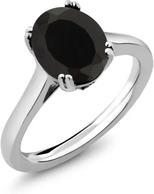 925 Sterling Silver Gemstone Birthstone and White Diamond Solitaire Ring for Women | Oval 11X9MM with 1.5MM Accent Stone | Fine Jewelry for Engagement Wedding Anniversary Promise | Sizes 5-9