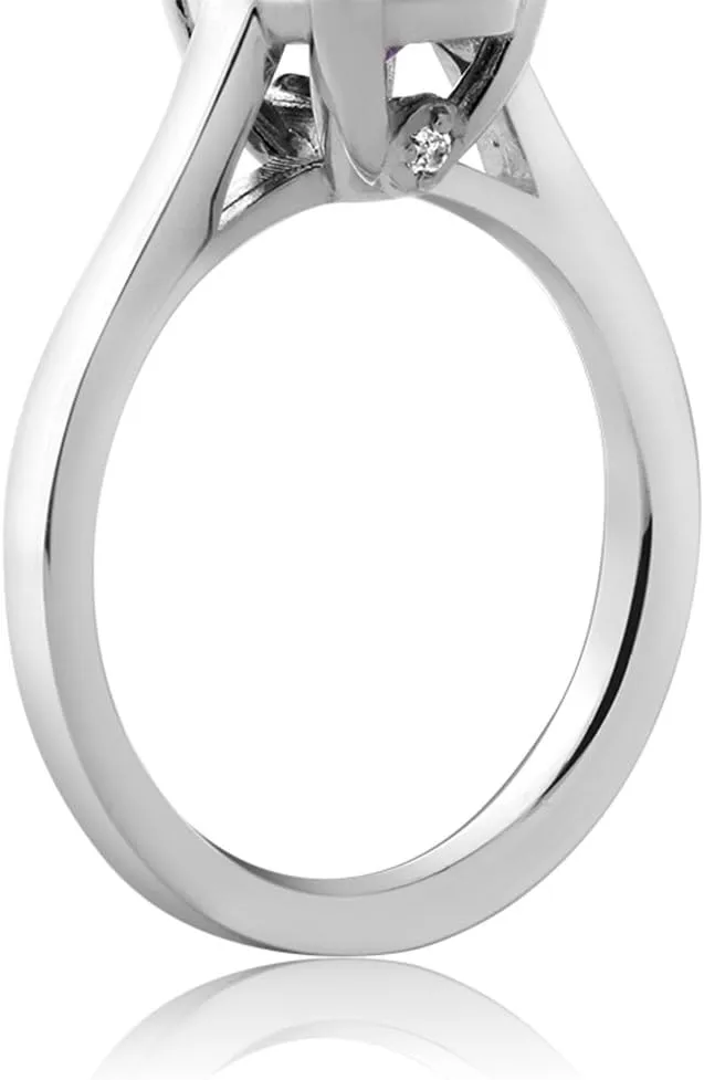 925 Sterling Silver Gemstone Birthstone and White Diamond Solitaire Ring for Women | Oval 11X9MM with 1.5MM Accent Stone | Fine Jewelry for Engagement Wedding Anniversary Promise | Sizes 5-9