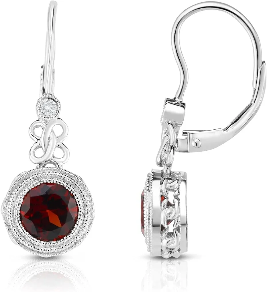 925 Sterling Silver Genuine Gemstones 6mm Round Drop Dangle Earrings